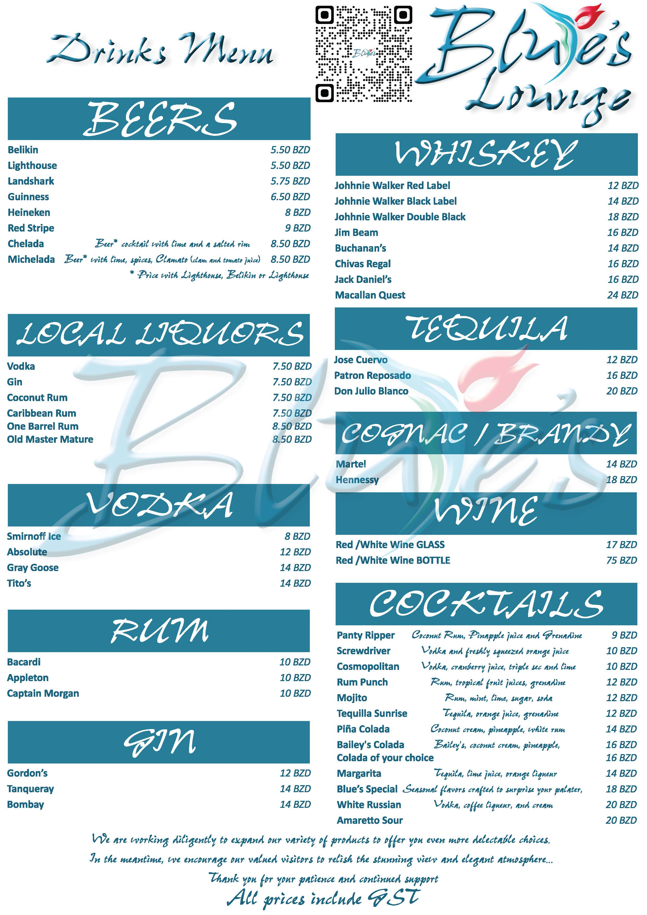 Lounge Menu