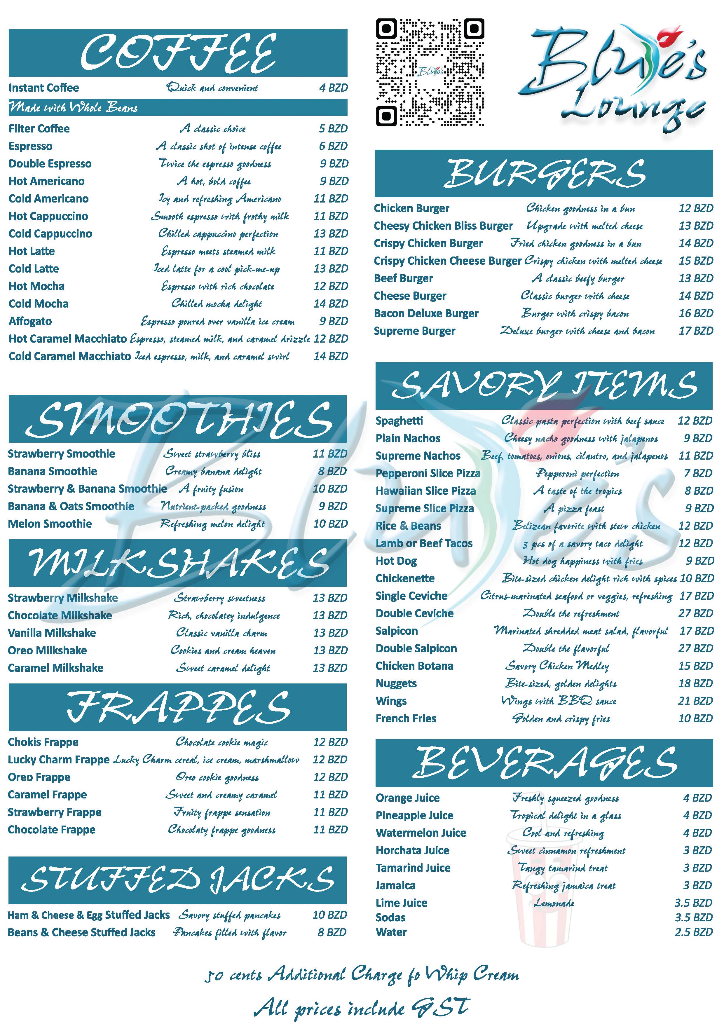 Lounge Menu